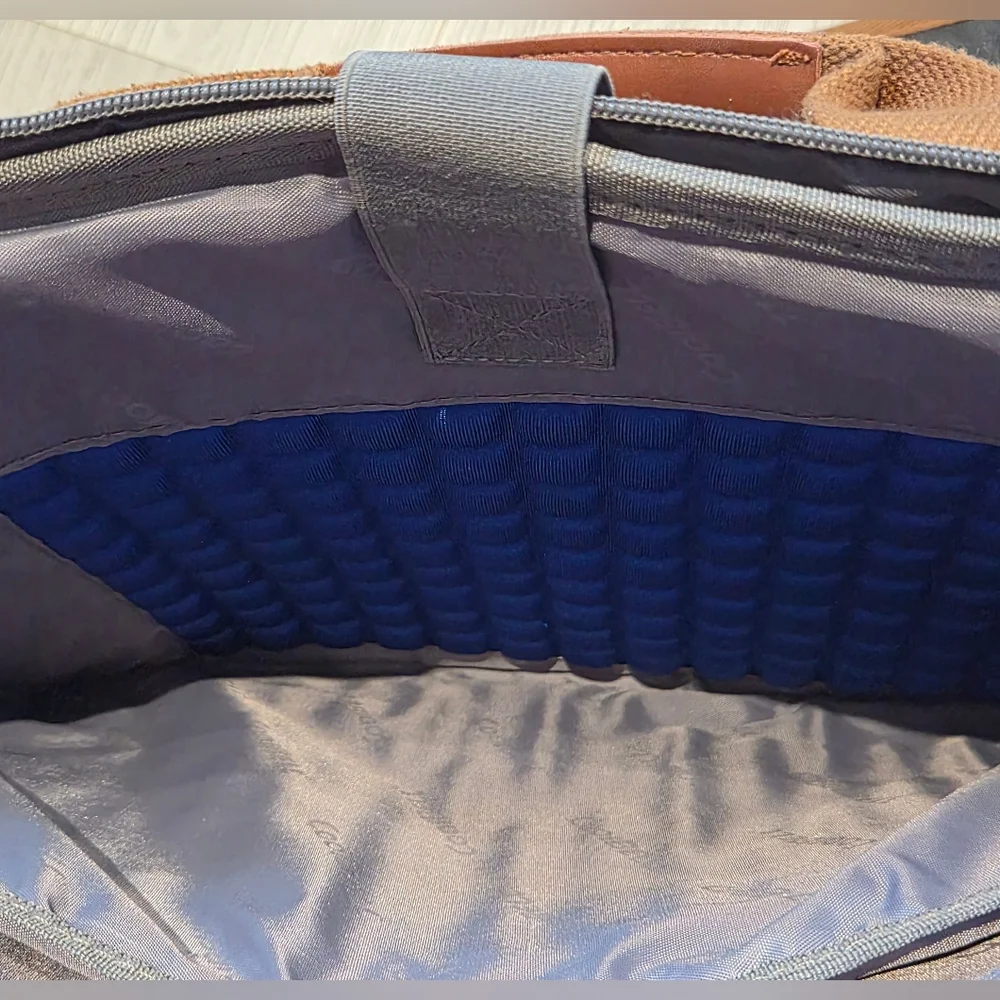 Gray Canvas Messenger Bag And Backpack with Tan Accents - Estarer
